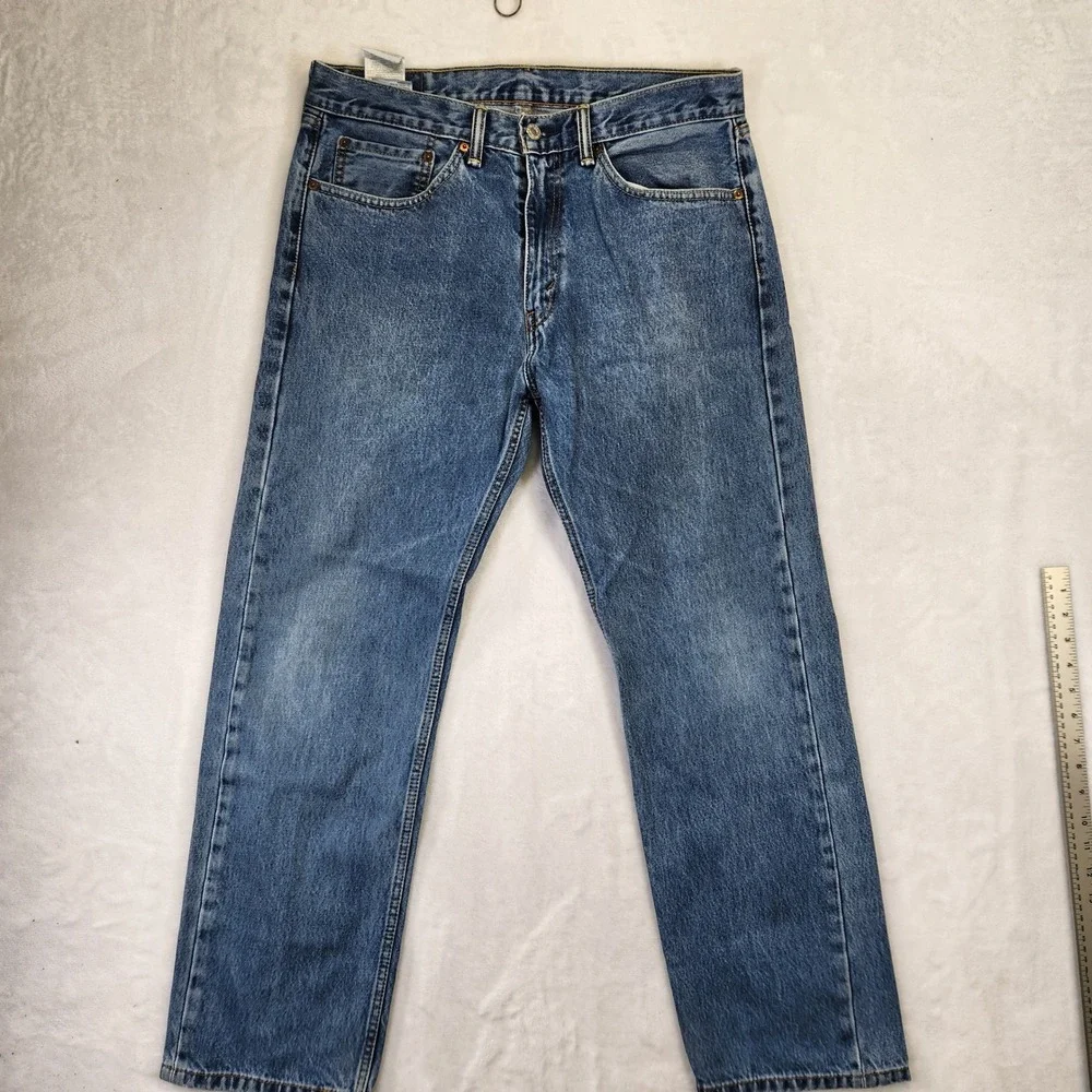 Levis‎ 505 Regular Fit Straight Leg Blue Jeans Mens 34x30 Medium Wash 00505-4886